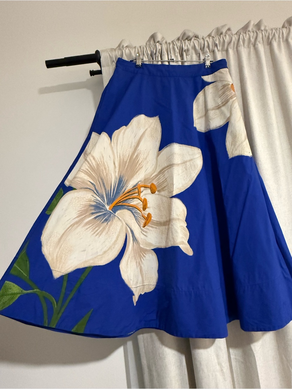 FARM Rio Royal Blue Maxi Skirt with Cream Floral Motif - Picture 4 of 7